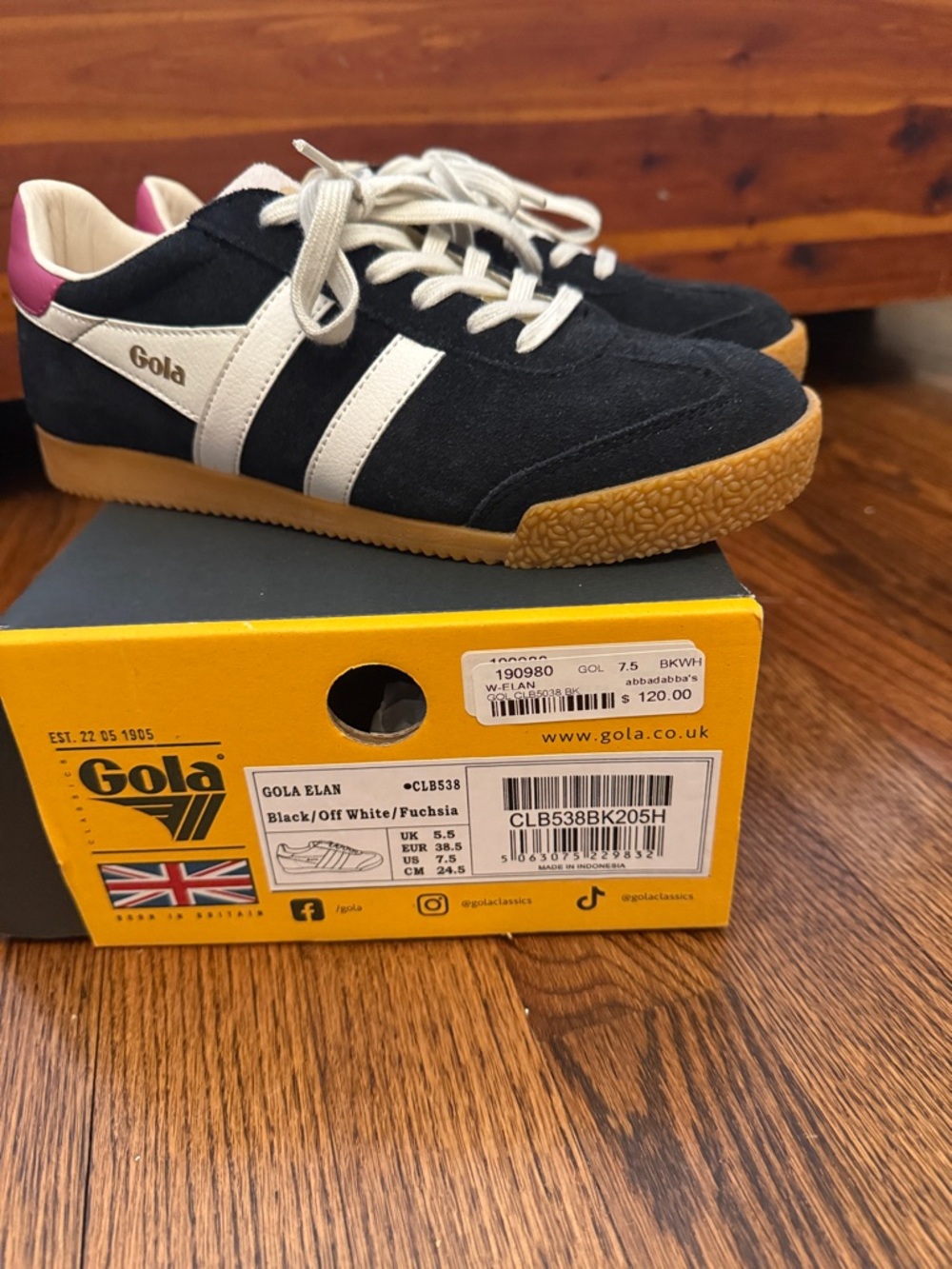 Gola Kids Elan Sneaker - Black / Off White / Fuchsia